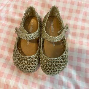 Mini Melissa Sparkling Gold Kids Dress Shoes